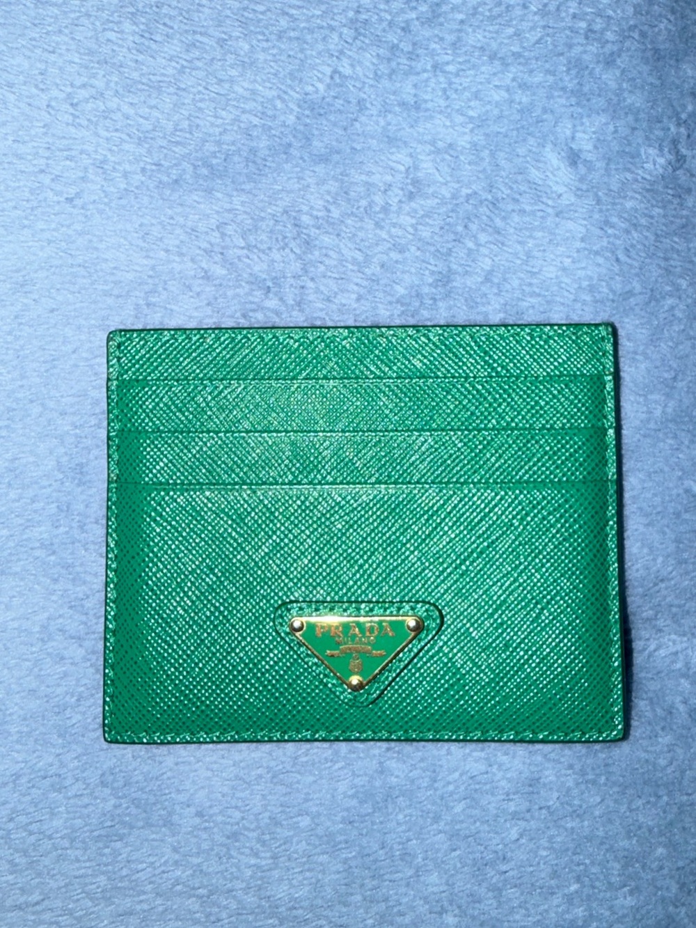 Prada Green Card Holder Saffiano Leather